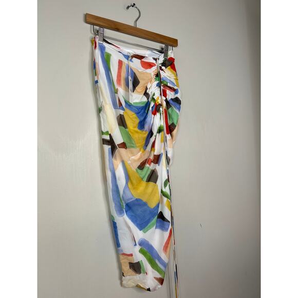 NWT Just Bee Queen Wrap Top and Minela Ruched Skirt SET in Abstract Leaf Print - Picture 8 of 12